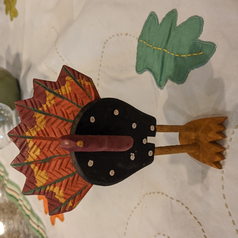 Wooden Turkey Wooden Figural Figurine Primitive Vintage 6"